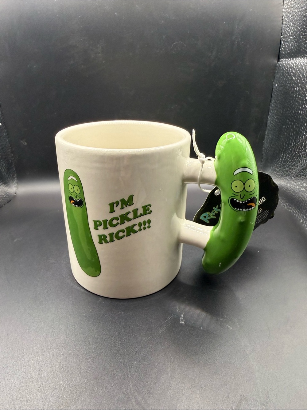 Pickle Rick Novelty Ceramic Mug with Green Pickle Handle